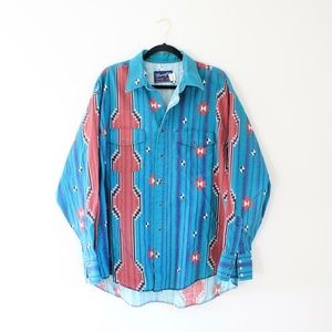 Vintage Wrangler Blue Western Shirt, Size XL